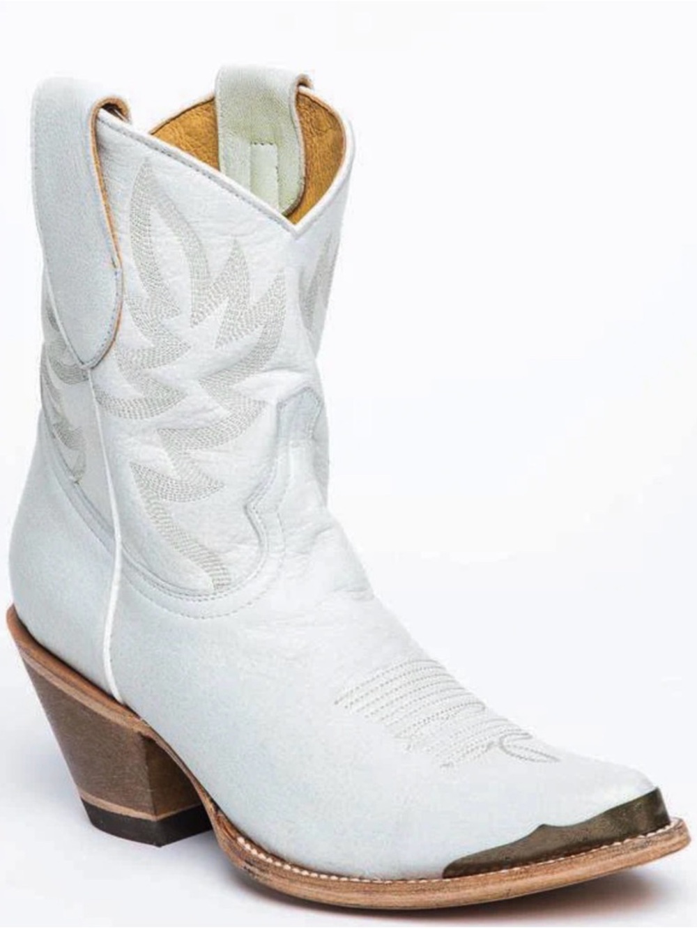 Idyllwind White Western Leather Embroidered Ankle Boot with Stacked Heel -NWOT 9